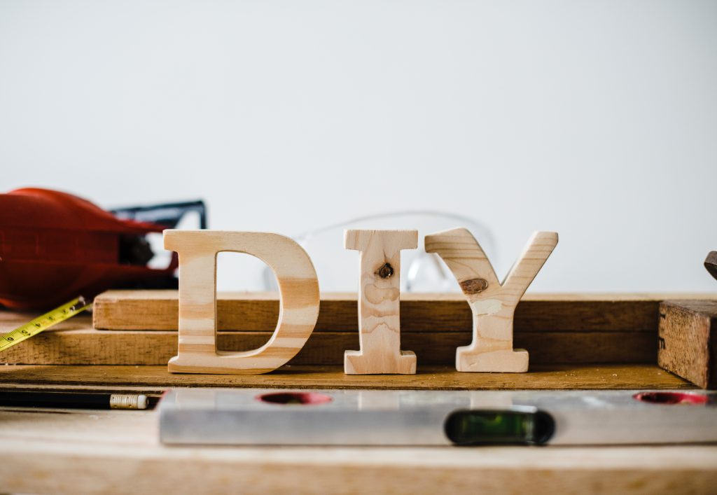 DIY written with wooden alphabets