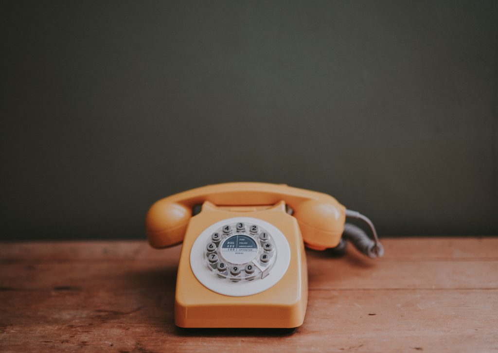 Telephone placed on a table